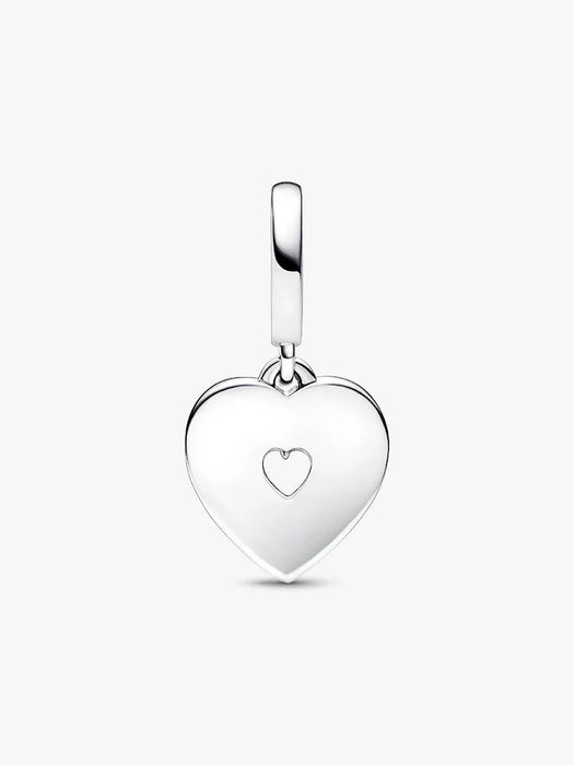 Pandora Pearlescent White Heart Mum Double Dangle Charm Sterling Silver