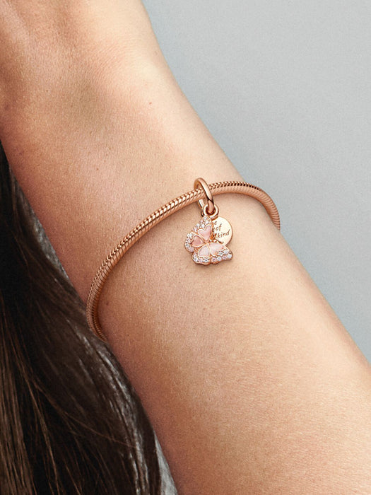Pandora Pink Butterfly & Quote Double Dangle Rose Gold Charm