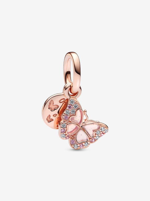 Pandora Pink Butterfly & Quote Double Dangle Rose Gold Charm