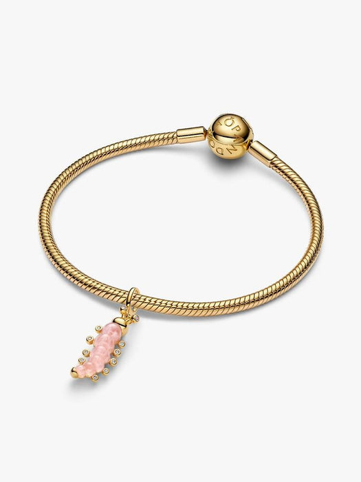 Pandora Pink Caterpillar Charm 14k Gold Plated