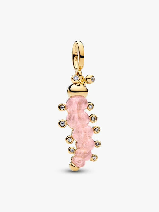 Pandora Pink Caterpillar Charm 14k Gold Plated
