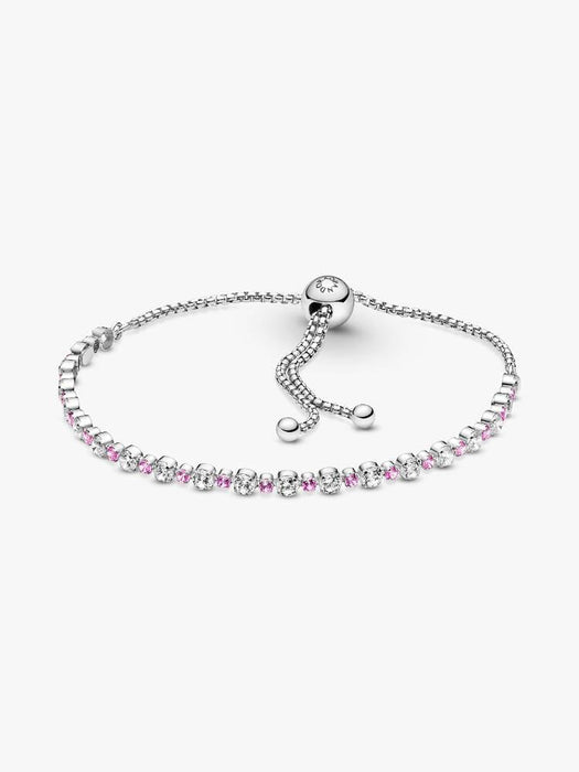 Pandora Pink & Clear Sparkle Slider Bracelet Sterling Silver