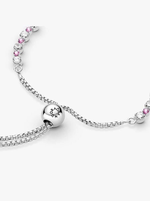 Pandora Pink & Clear Sparkle Slider Bracelet Sterling Silver