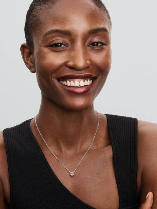 Pandora Pink Elevated Heart Necklace Sterling Silver