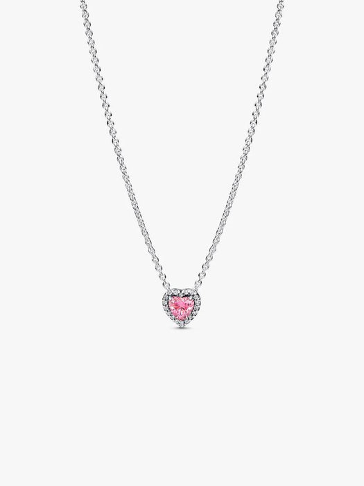 Pandora Pink Elevated Heart Necklace Sterling Silver
