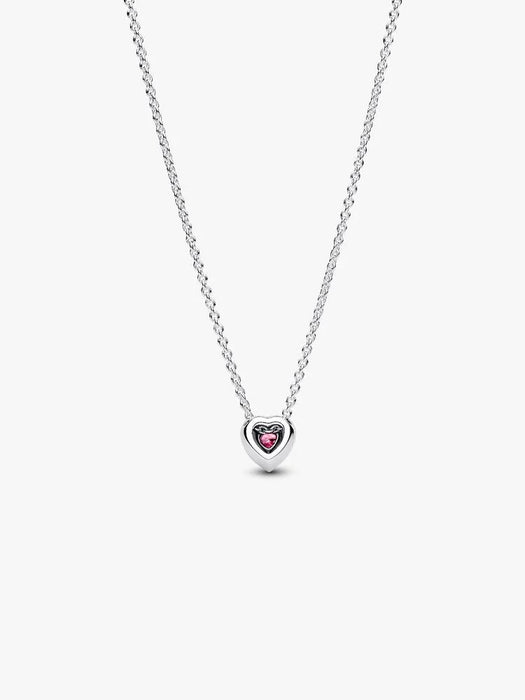 Pandora Pink Elevated Heart Necklace Sterling Silver