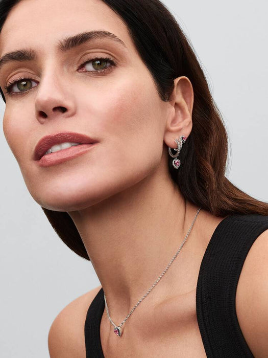 Pandora Pink Elevated Heart Necklace Sterling Silver