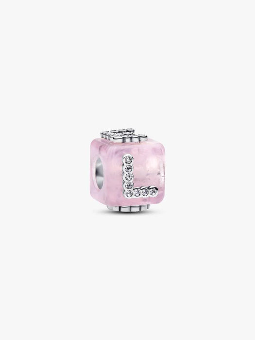 Pandora Pink Murano Glass Love Cube Charm Sterling Silver