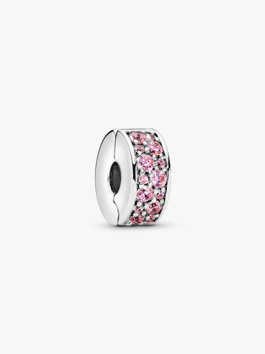 Pandora Pink Pavé Clip Charm Sterling Silver