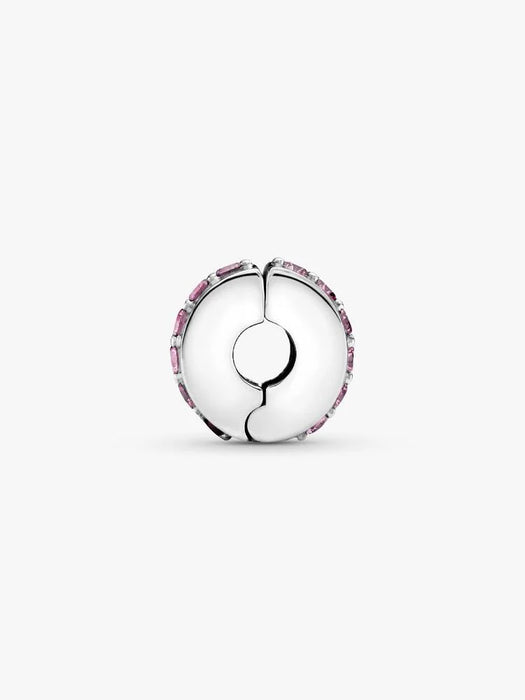 Pandora  Pink Sparkling Row Clip Charm Sterling Silver