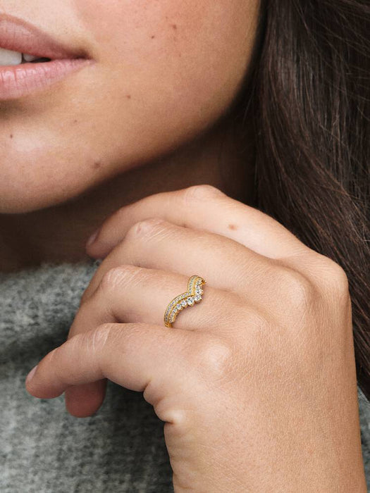 Pandora Princess Wishbone Ring 14k Gold Plating