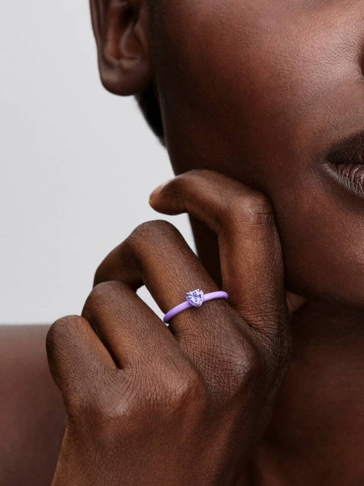 Pandora Purple Chakra Heart Ring Sterling Silver