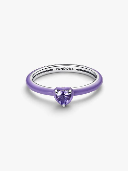 Pandora Purple Chakra Heart Ring Sterling Silver