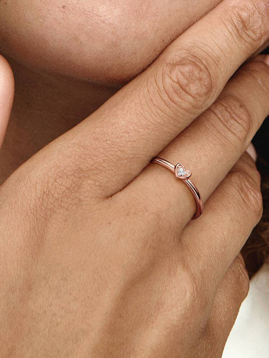 Pandora Radiant Heart Ring 14k Rose Gold Plating