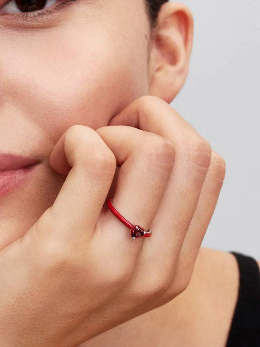 Pandora Red Chakra Heart Ring Sterling Silver