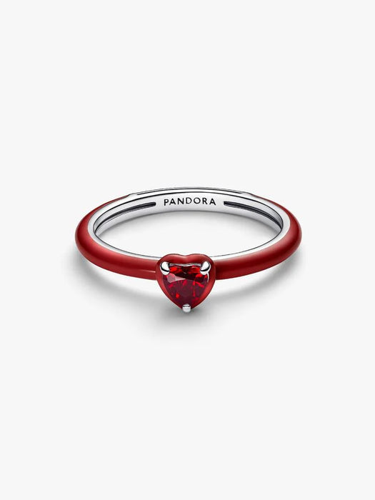 Pandora Red Chakra Heart Ring Sterling Silver