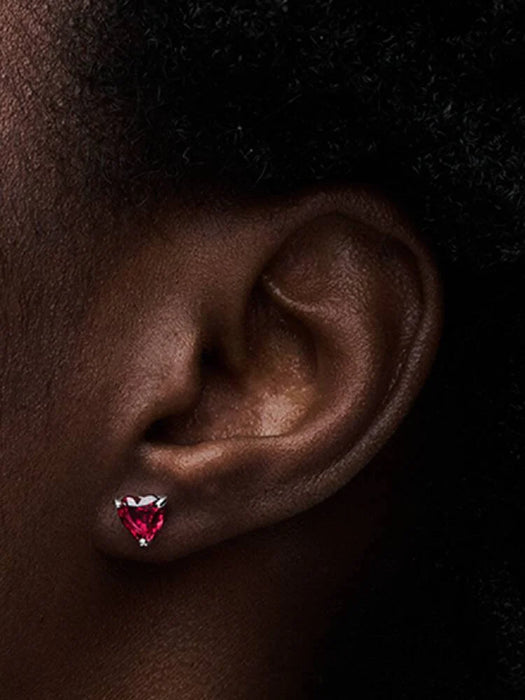 Pandora Red Heart Stud Earrings Sterling Silver