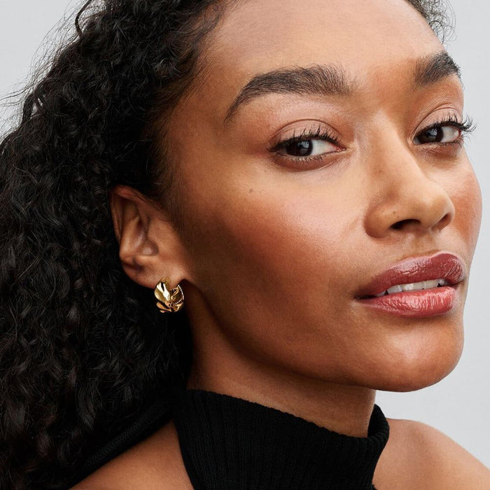 Pandora Rippled Hoop Earrings 14k Gold Plating