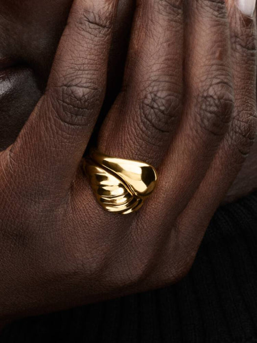 Pandora Rippled Stacking Rings 14k Gold Plating