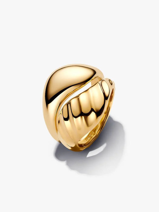 Pandora Rippled Stacking Rings 14k Gold Plating