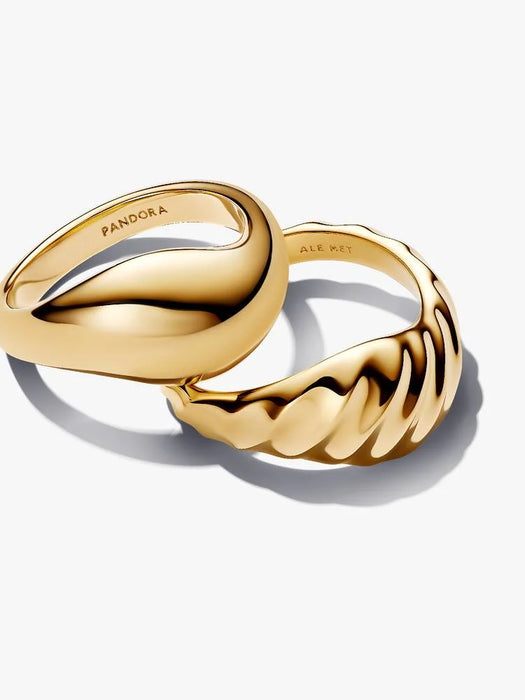 Pandora Rippled Stacking Rings 14k Gold Plating