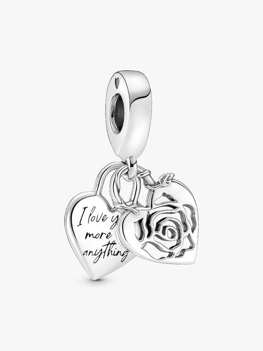 Pandora Rose Heart Padlock Dangle Charm Sterling Silver