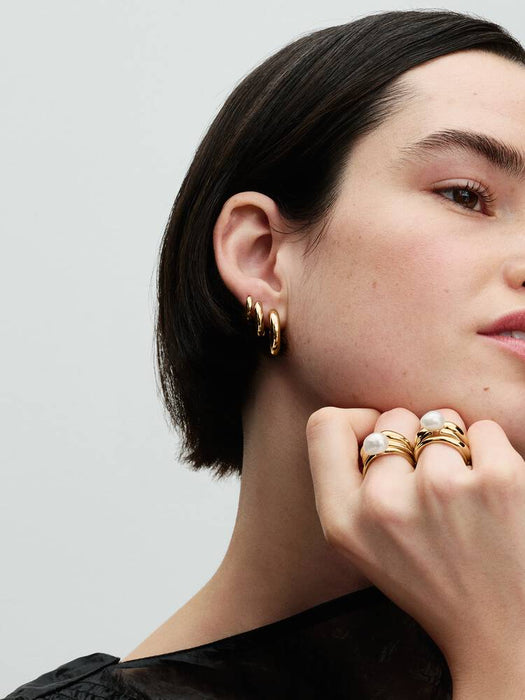 Pandora Round Open Hoop Earrings 14k Gold Plating