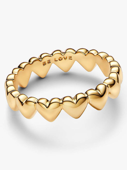 Pandora Row of Hearts Ring 14k Gold Plating