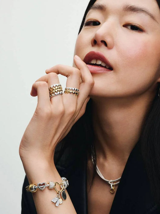 Pandora Row of Hearts Ring 14k Gold Plating