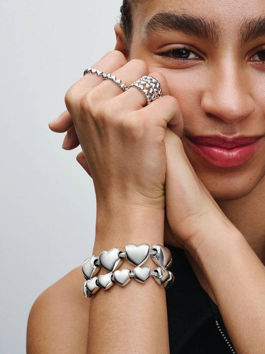 Pandora Row of Hearts Ring Sterling Silver