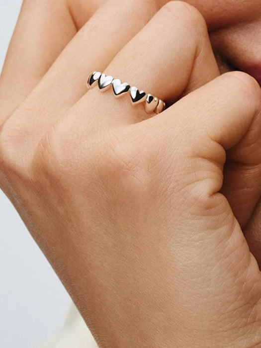 Pandora Row of Hearts Ring Sterling Silver