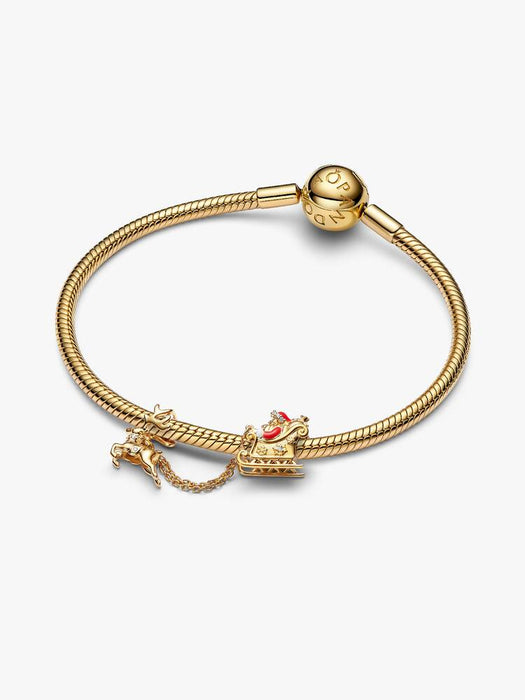 Pandora Santa Sleigh Double Charm 14k Gold Plating