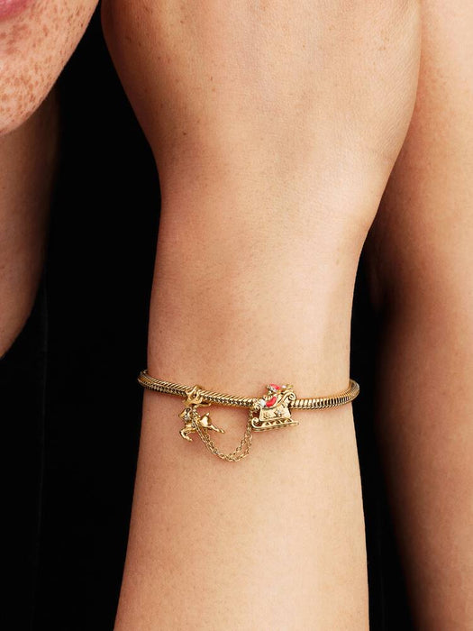 Pandora Santa Sleigh Double Charm 14k Gold Plating