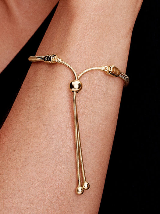 Pandora Snake Chain Slider Bracelet 14k Gold Plating