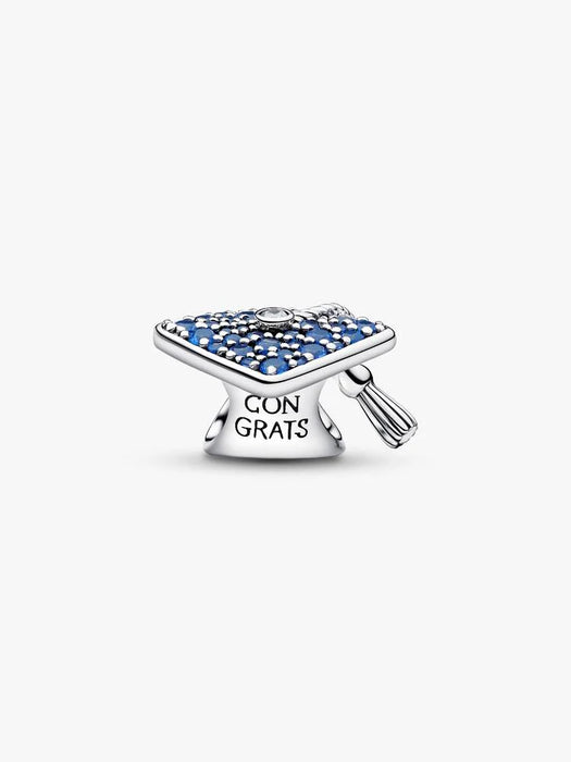 Pandora Sparkling Blue 2026 Graduation Cap Charm Sterling Silver