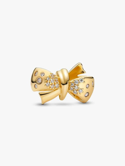 Pandora Sparkling Bow Charm 14k Gold Plating