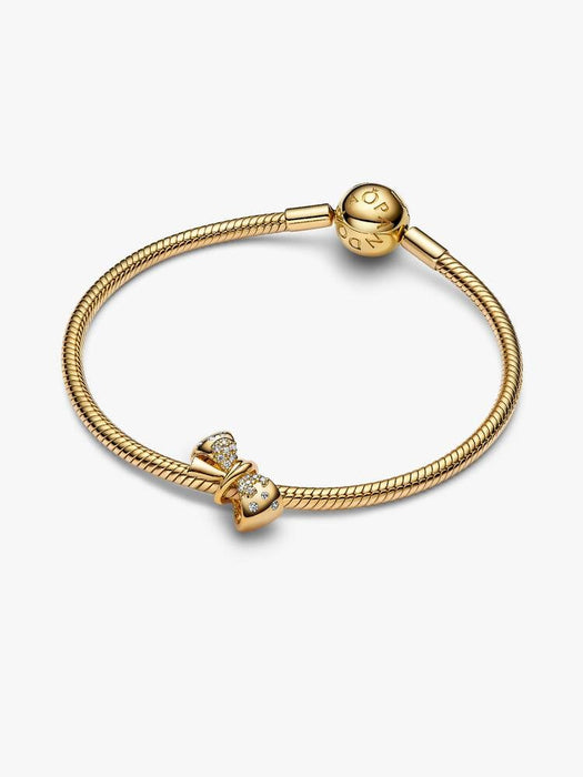 Pandora Sparkling Bow Charm 14k Gold Plating