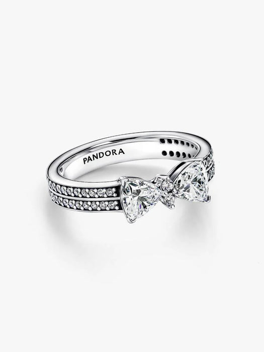 Pandora Sparkling Bow Double-Row Ring Sterling Silver