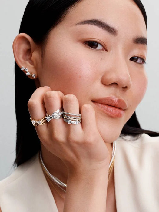 Pandora Sparkling Bow Double-Row Ring Sterling Silver