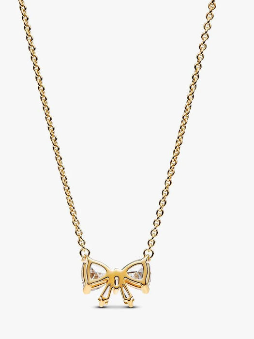Pandora Sparkling Bow Necklace 14k Gold Plating