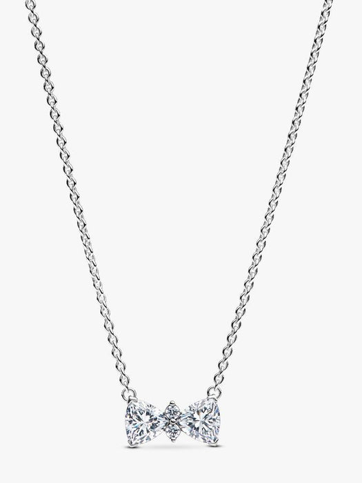 Pandora Sparkling Bow Necklace Sterling Silver