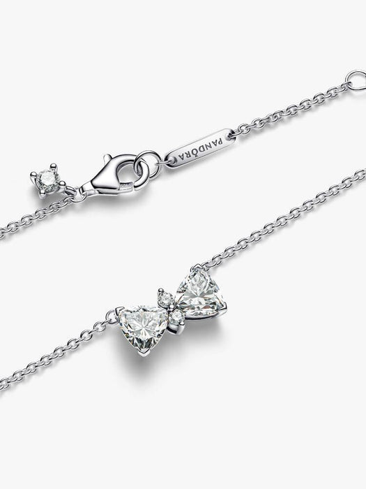 Pandora Sparkling Bow Necklace Sterling Silver