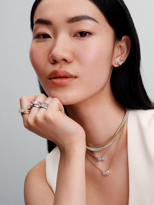 Pandora Sparkling Bow Necklace Sterling Silver