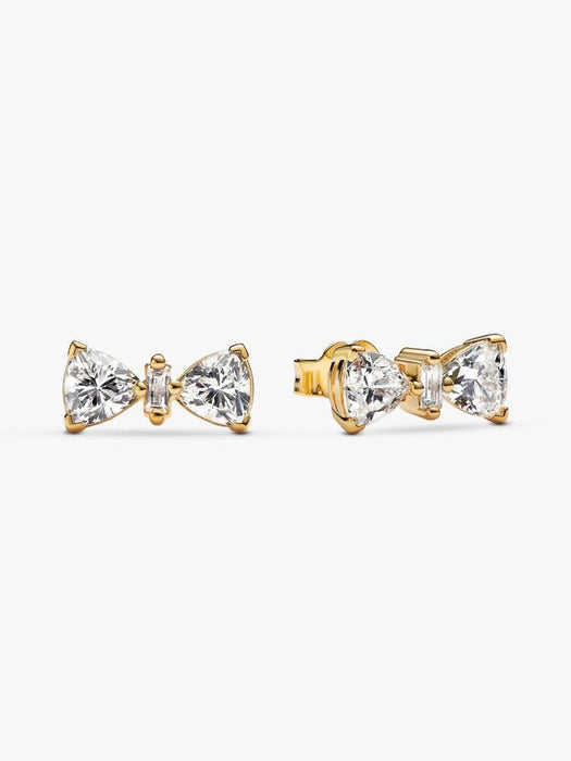 Pandora Sparkling Bow Stud Earrings 14k Gold Plating