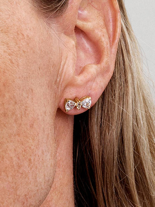 Pandora Sparkling Bow Stud Earrings 14k Gold Plating