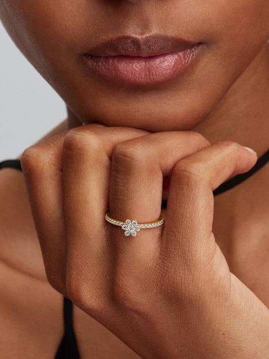 Pandora Sparkling Flower Ring 14k Gold Plating