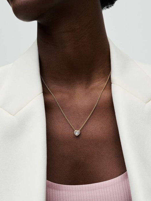 Pandora Sparkling Heart Collier Necklace 14k Gold Plating