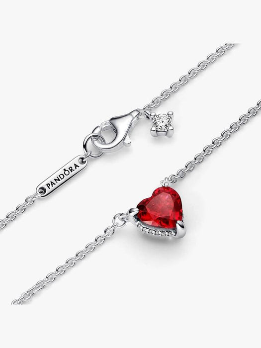 Pandora Sparkling Heart Halo Pendant Collier Necklace Sterling Silver