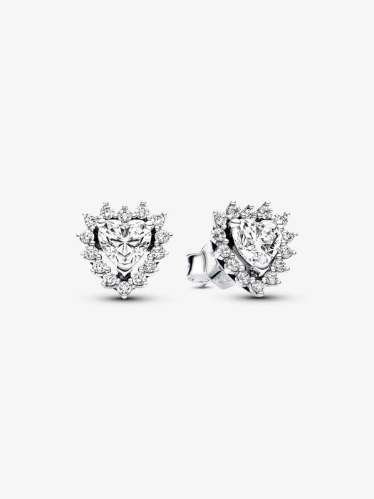 Pandora Sparkling Heart Halo Stud Earrings Sterling Silver