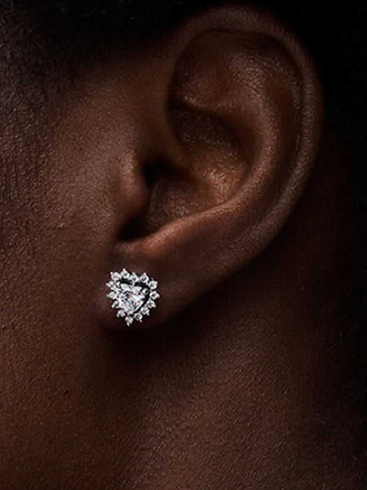 Pandora Sparkling Heart Halo Stud Earrings Sterling Silver